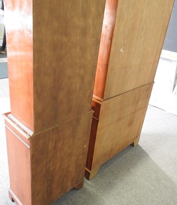 Lot 812 - A reproduction yew wood cabinet bookcase,...