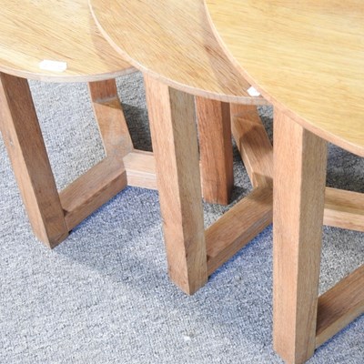 Lot 73 - A nest of three circular contemporary oak side...