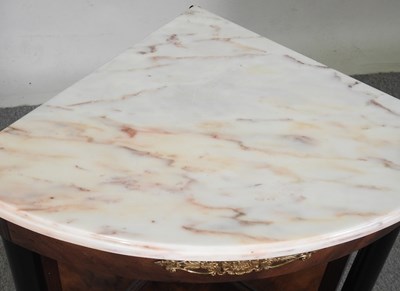 Lot 334 - A French marble top corner table, 20th century,...