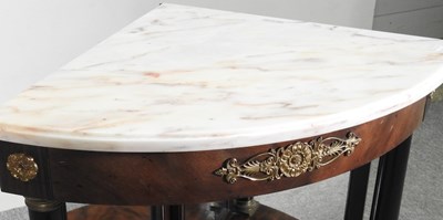 Lot 334 - A French marble top corner table, 20th century,...