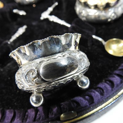 Lot 210 - A set of four Victorian silver open salts,...