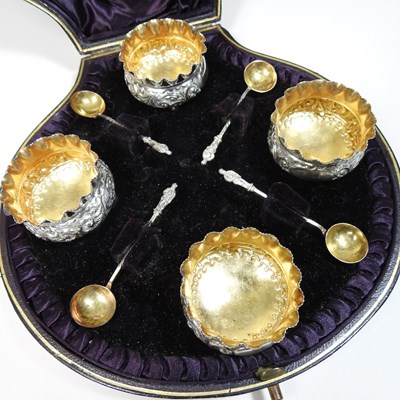 Lot 210 - A set of four Victorian silver open salts,...