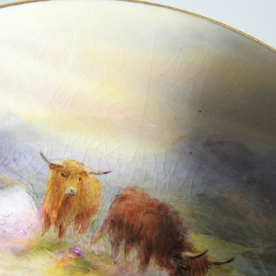 Lot 32 - A Royal Worcester cabinet plate, painted with...
