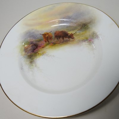 Lot 32 - A Royal Worcester cabinet plate, painted with...