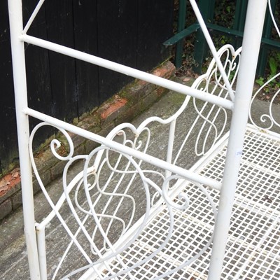 Lot 48 - A white painted metal garden arbour bench