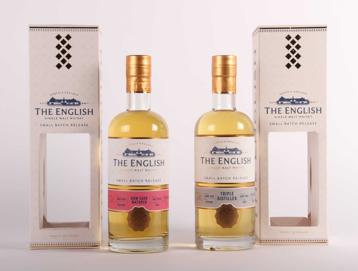 Lot 432 - Two bottles of The English single malt whisky...