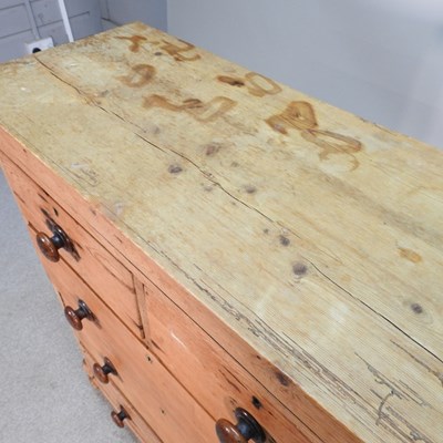 Lot 88 - An antique stripped pine chest of drawers, on...