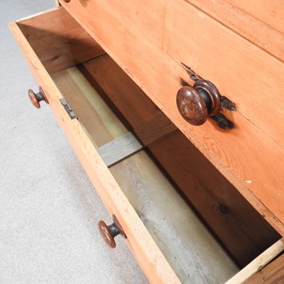 Lot 88 - An antique stripped pine chest of drawers, on...