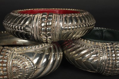 Lot 64 - Five Berber white metal wedding bangles