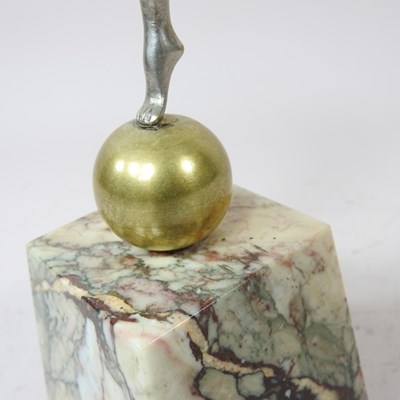 Lot 2 - After Colinet, The Juggler, silvered metal, on...