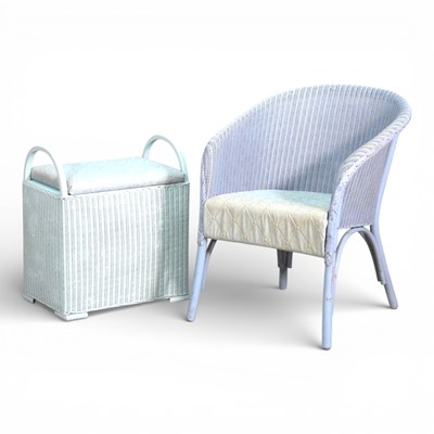 Lot 616 - A Lloyd Loom chair, together with a matching...