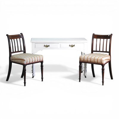 Lot 647 - A white painted side table, 107cm wide,...