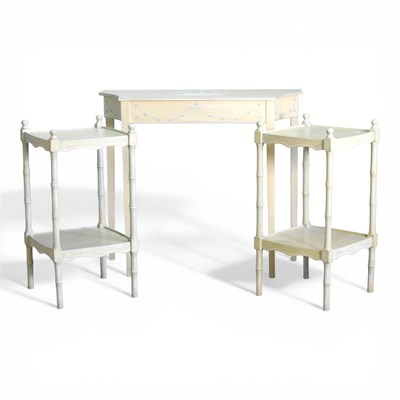 Lot 339 - A painted side table, 90cm wide, together with...