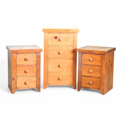 Lot 511 - A pine narrow chest of drawers, 51cm wide,...