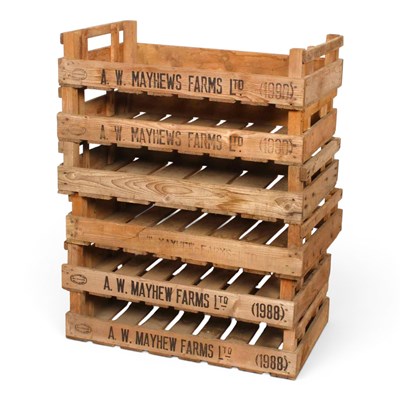 Lot 197 - Six vintage wooden fruit trays (6)