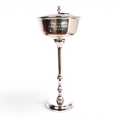Lot 114 - A plated metal pedestal champagne cooler, to...