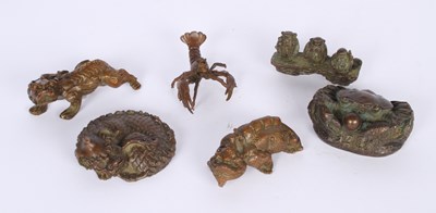 Lot 124 - A collection of six Japanese miniature bronzes