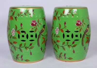Lot 531 - A pair of Chinese green porcelain garden...