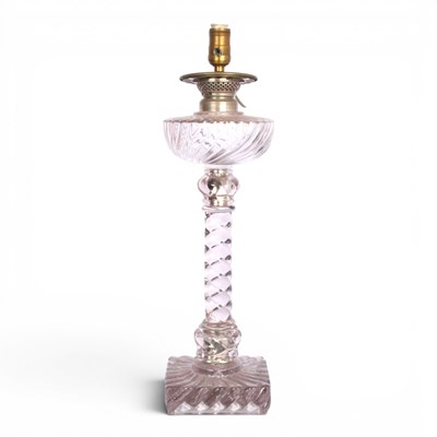 Lot 295 - A Victorian glass oil lamp, 58cm high