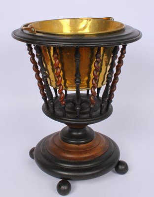 Lot 549 - A 19th century walnut and ebonised peat bucket,...