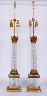 Lot 94 - A pair of gilt bronze and cut glass Corinthian...