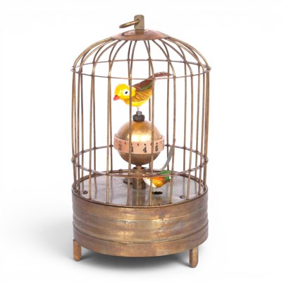 Lot 582 - A modern bird cage automaton clock, with...