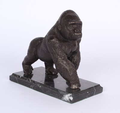 Lot 168 - A bronze silverback gorilla, mounted on a...