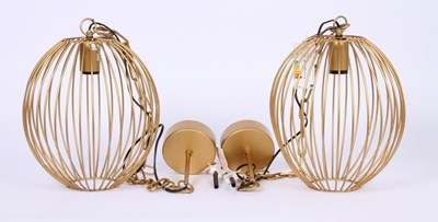 Lot 722 - A pair of gilt metal sphere hanging light...