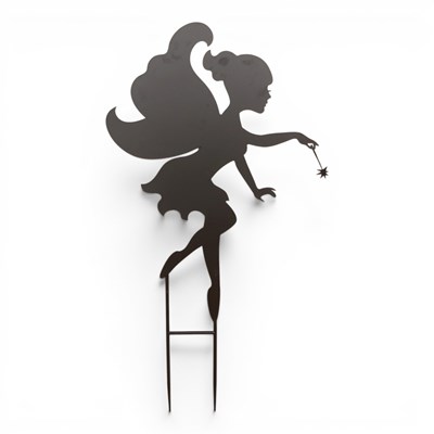 Lot 755 - A black painted metal garden fairy silhouette