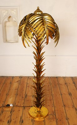 Lot 504 - A gilt metal palm tree floor lamp