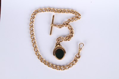 Lot 6 - A 15 carat yellow gold curb link chain with...