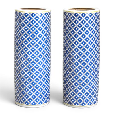 Lot 376 - A pair of blue and white stick stands, of...