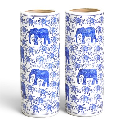 Lot 118 - A pair of blue and white porcelain umbrella...