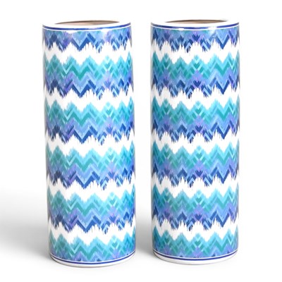 Lot 555 - A pair of blue and white porcelain stick...