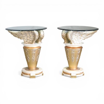 Lot 366 - A pair of modern painted occasional tables,...