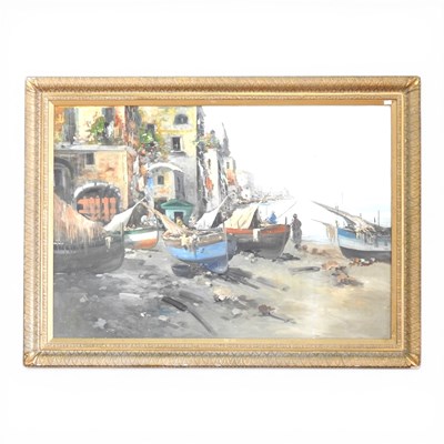 Lot 187 - Continental school, 20th century, coastal town,...