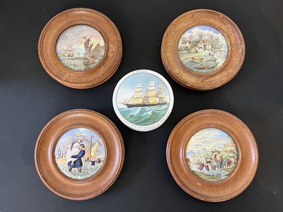Lot 226 - A collection of five Prattware pottery lids