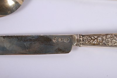 Lot 72 - A George V silver three piece knife, fork and...