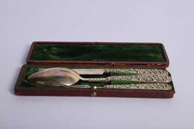 Lot 72 - A George V silver three piece knife, fork and...