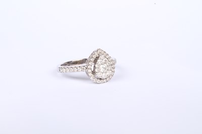 Lot 16 - A 9 carat white gold pear shaped diamond...