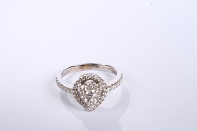 Lot 16 - A 9 carat white gold pear shaped diamond...