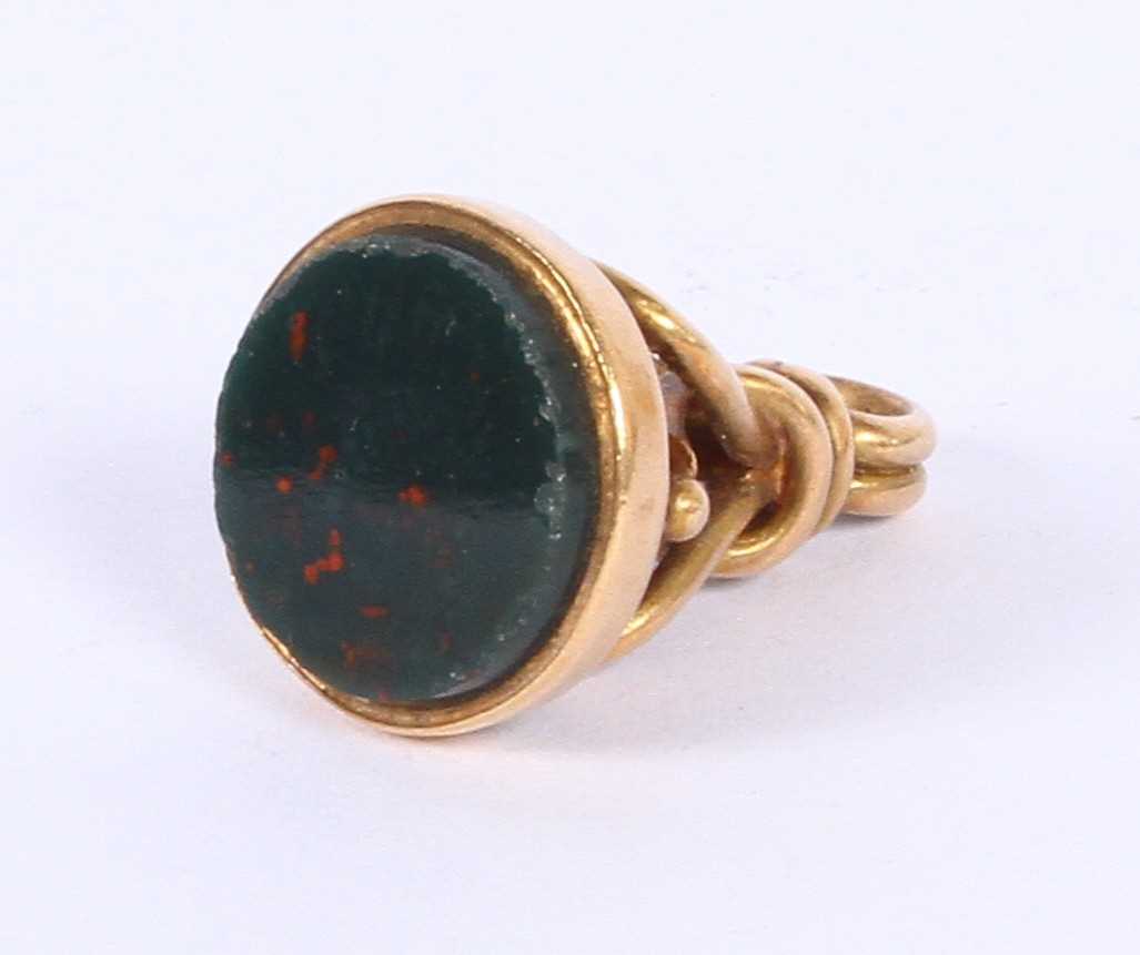 Lot 1 - A 15 carat gold bloodstone seal, vacant seal,...