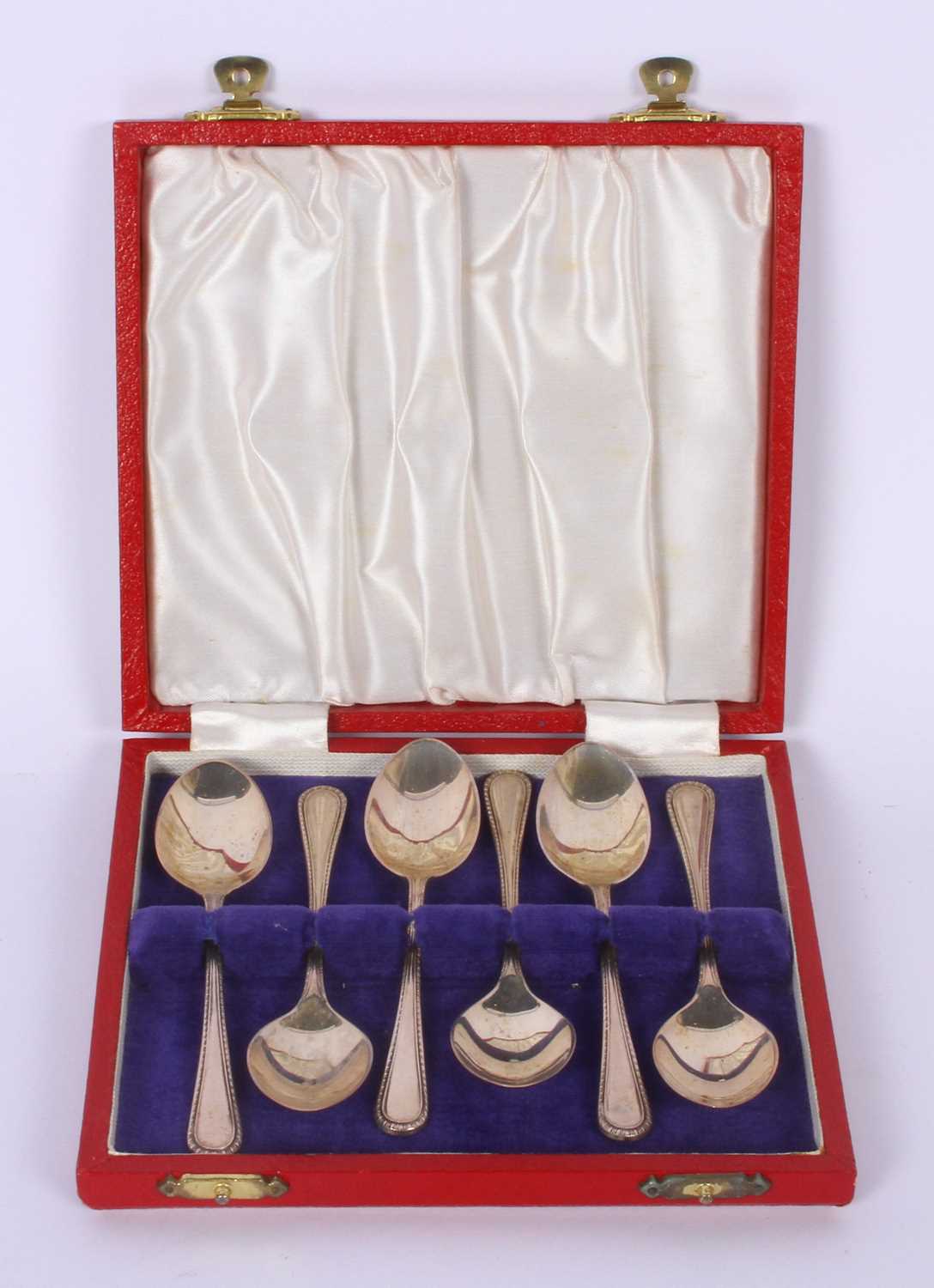 Lot 68 - A set of six silver teaspoons, Birmingham 1977,...