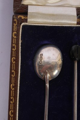 Lot 74 - A set of six silver coffee-bean spoons,...