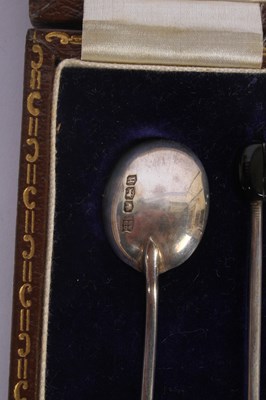 Lot 74 - A set of six silver coffee-bean spoons,...