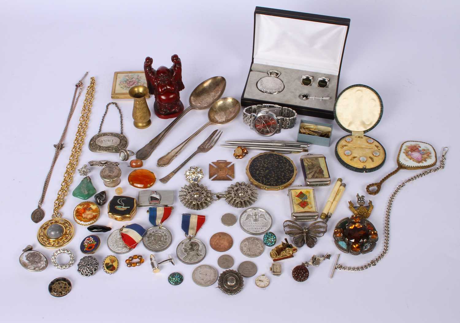 Lot 41 - A collection of silver and white metal...