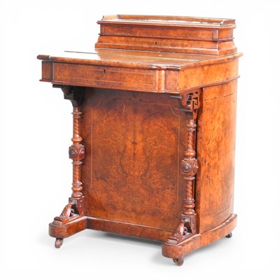 Lot 489 - A Victorian burr walnut davenport, with hinged...
