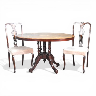 Lot 606 - A Victorian walnut centre table, together with...