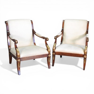 Lot 398 - A pair of large French style upholstered...