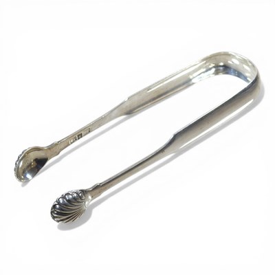 Lot 176 - A pair of George III sugar tongs, with shell...
